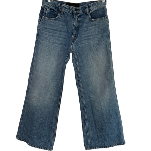 Denim X Alexander Wang Rave Wide Leg Low Rise Jeans Length Shortened Size 27 - Picture 1 of 16
